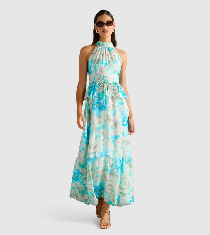 فورايفر نيو Serena Halter Peplum Maxi